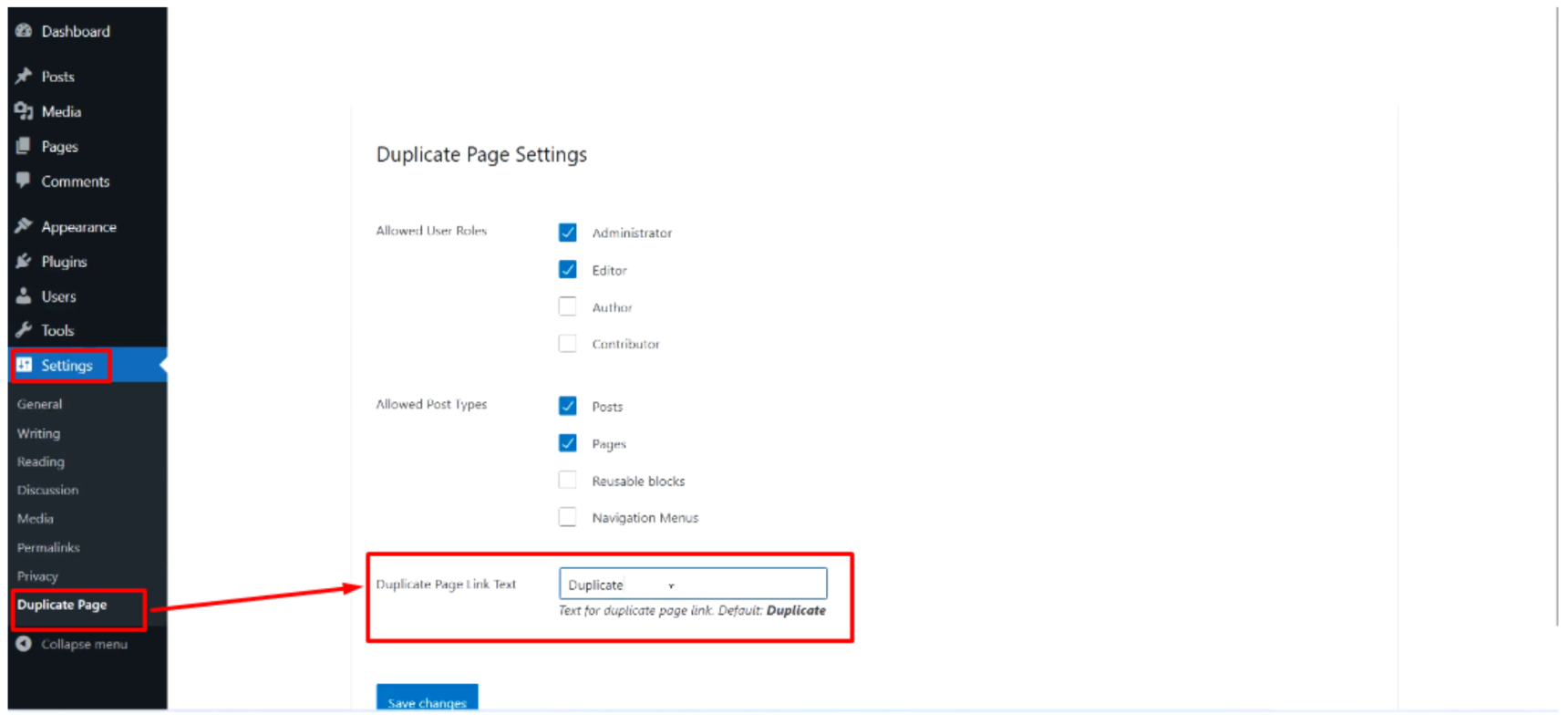 Now go to settings > WP Duplicate Page.